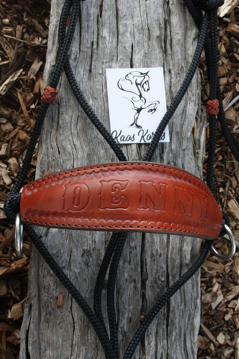 Side pull/Riding Halter With Leather Name Noseband