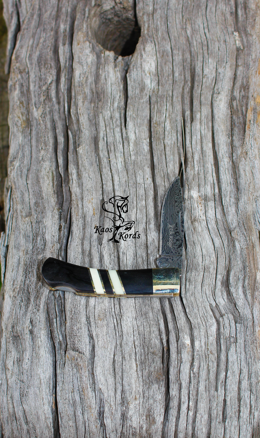 Elk Ridge Damascas Blade Pakka Wood Folding Knife