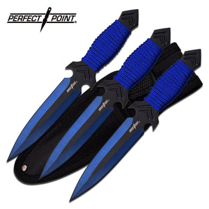 Perfect Point Blue 3 Piece Throwing Knives