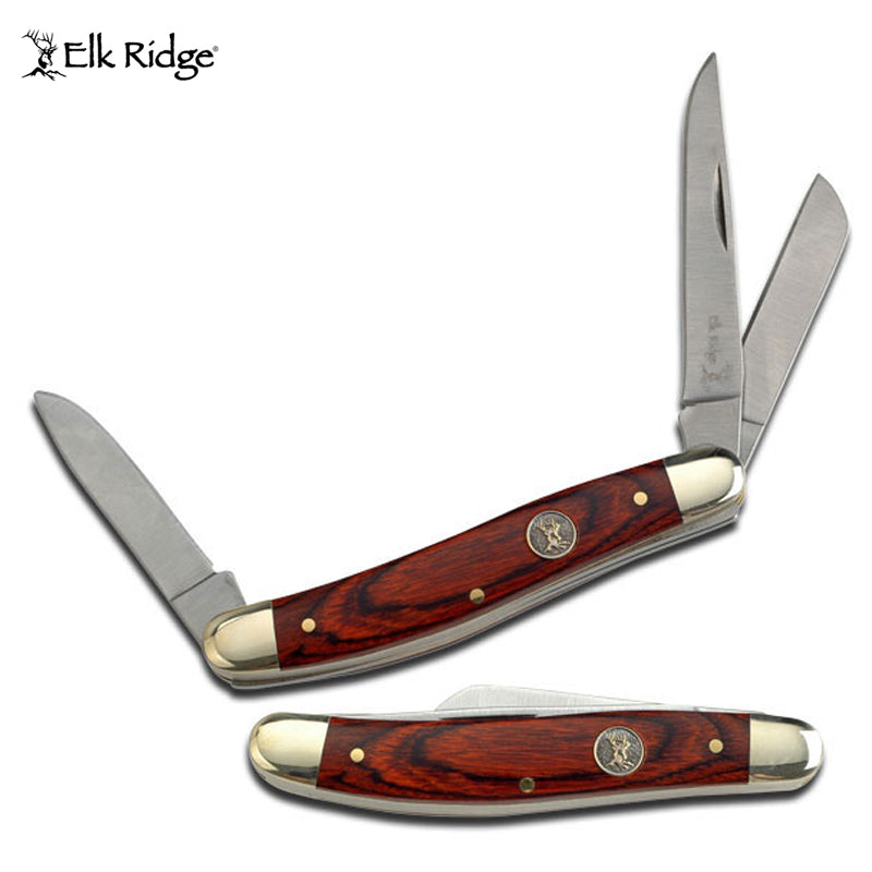 Elk Ridge 3 Blade Pakka Wood Pocket Knife