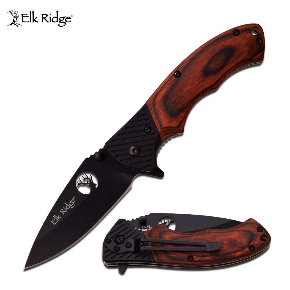 Elk Ridge Wood And G10 Handle Folding Knife