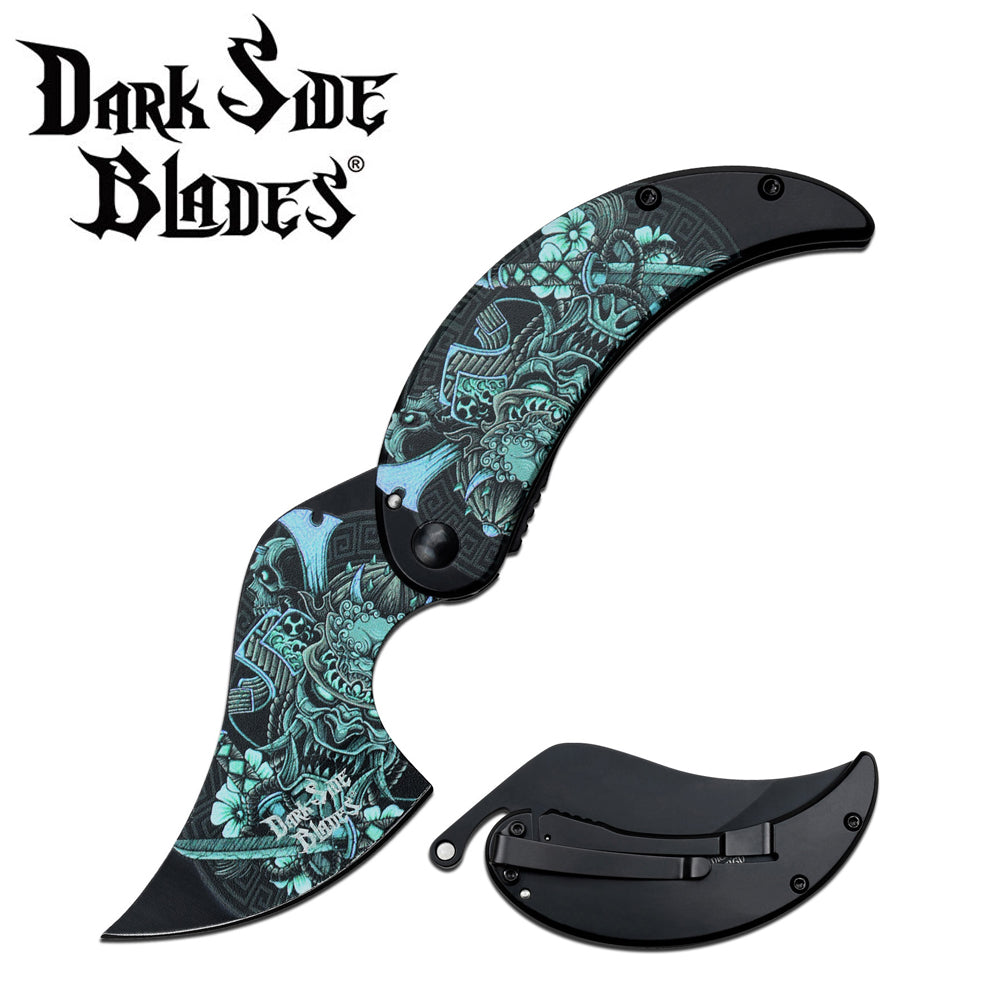 Dark Side Blades Samurai Skull Pocket Knife