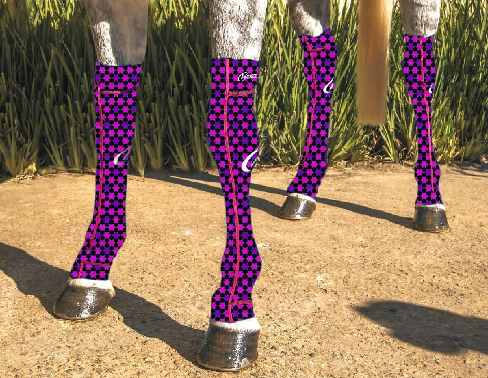 Hidez Equine Compression Socks Stars Black Purple Pink