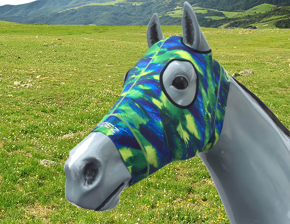 Hidez Compression Hood feathers blue green