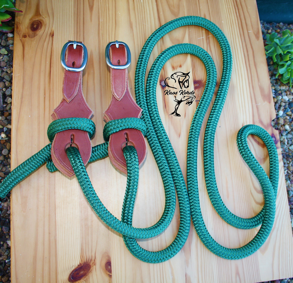 rope reins with leather slobbers