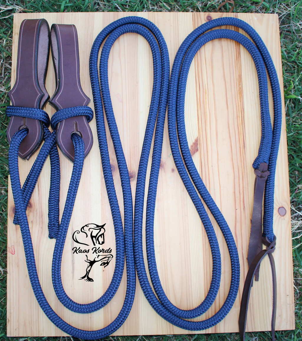Split Reins With Long Leather Slobber Straps 10mm