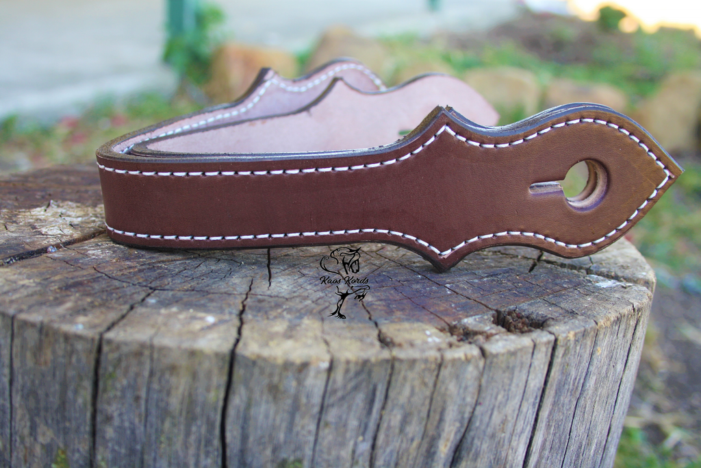 leather slobber straps with edge stitch