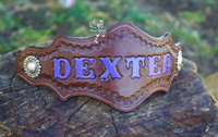 Custom Painted Name Leather Noseband Attachment Rounded Diamond Shape