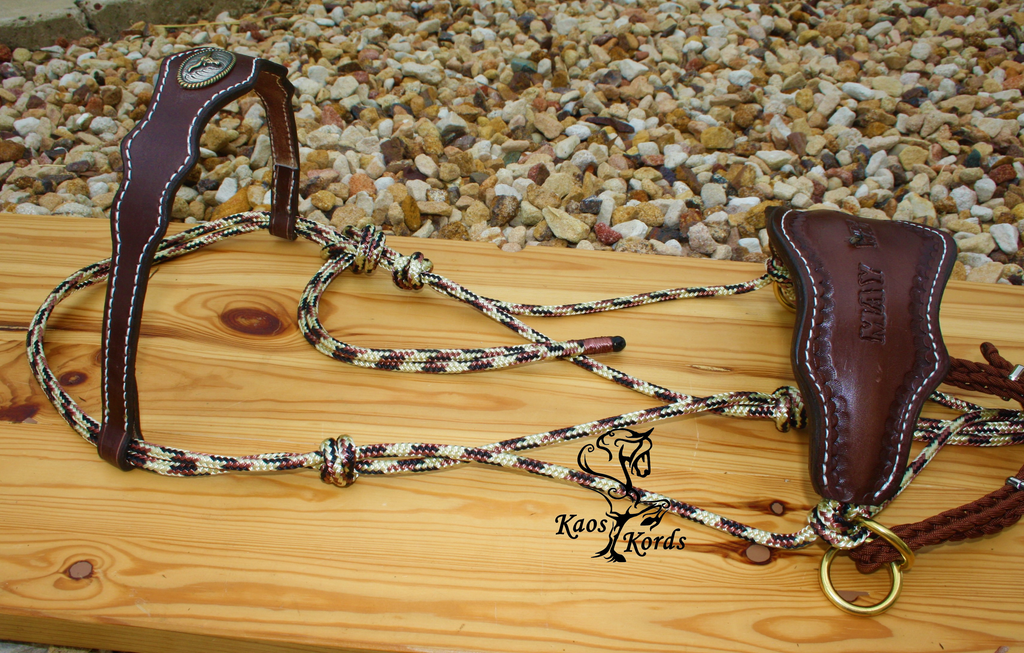 custom leather name bitless bridle