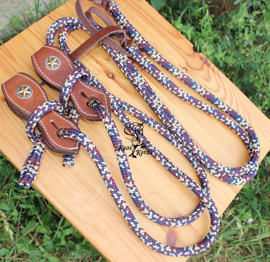 split reins with leather slobber straps