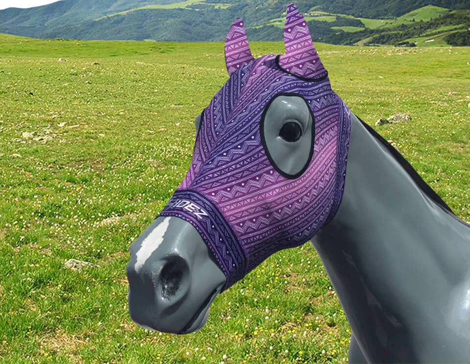 Hidez Compression Hood with ears purple aztec