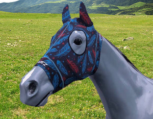 Hidez Compression Hood with ears turquoise and red feathers