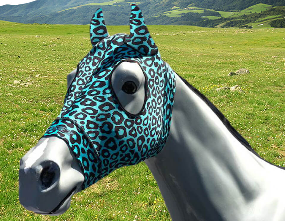 Hidez Compression Hood with ears turquoise cheetah