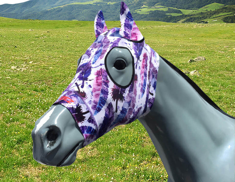 Hidez Compression Hood with ears water colour feathers