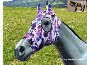 Hidez Compression Hood With Ears Printed Water Colour Feathers