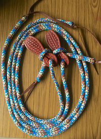 Split Reins With Tooled Leather Slobber Straps