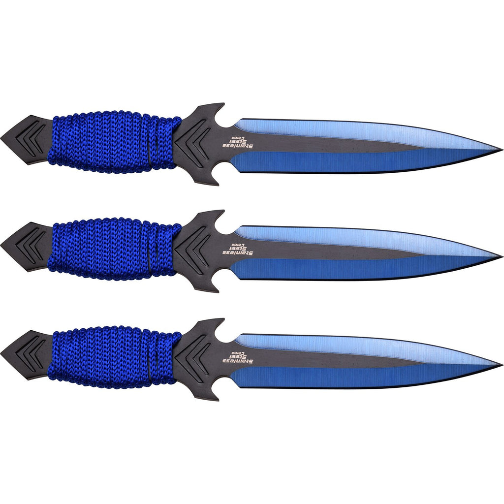 Perfect Point Blue 3 Piece Throwing Knives