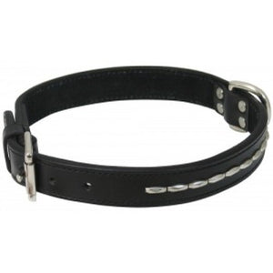 Black Leather Dog Collar With Silver Studs