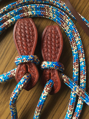 Split Reins With Tooled Leather Slobber Straps