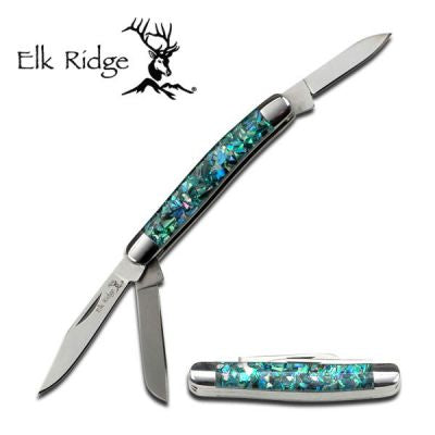 Elk Ridge Green Shell 3 Blade Pocket Knife