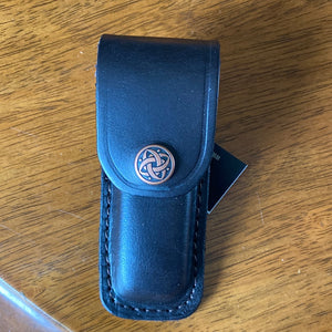 Small Leather Knife Pouch Vertical 110mm Celtic Clip